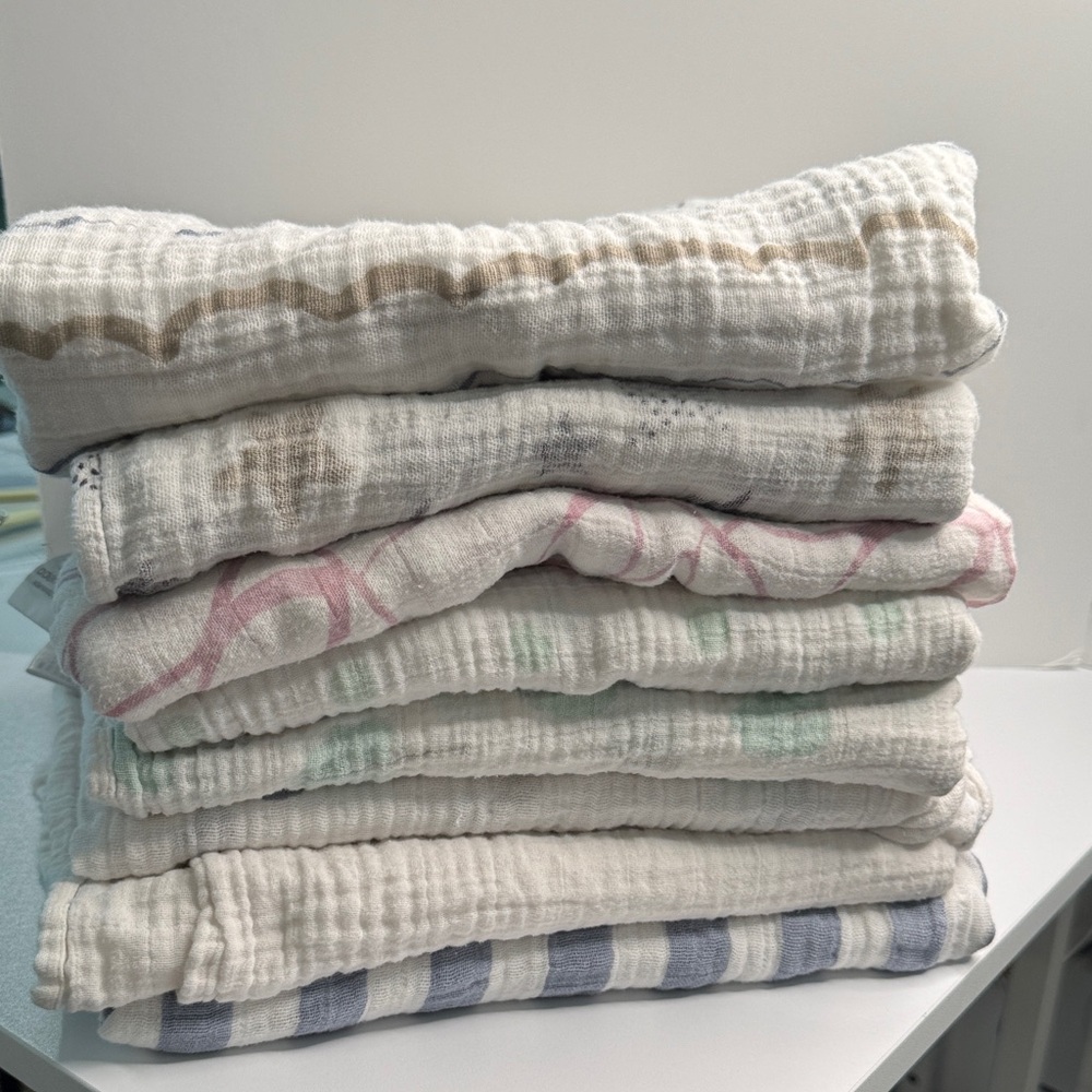 Muslin Blanket Bundle - White, Pink, Blue, Brown - Various Brands